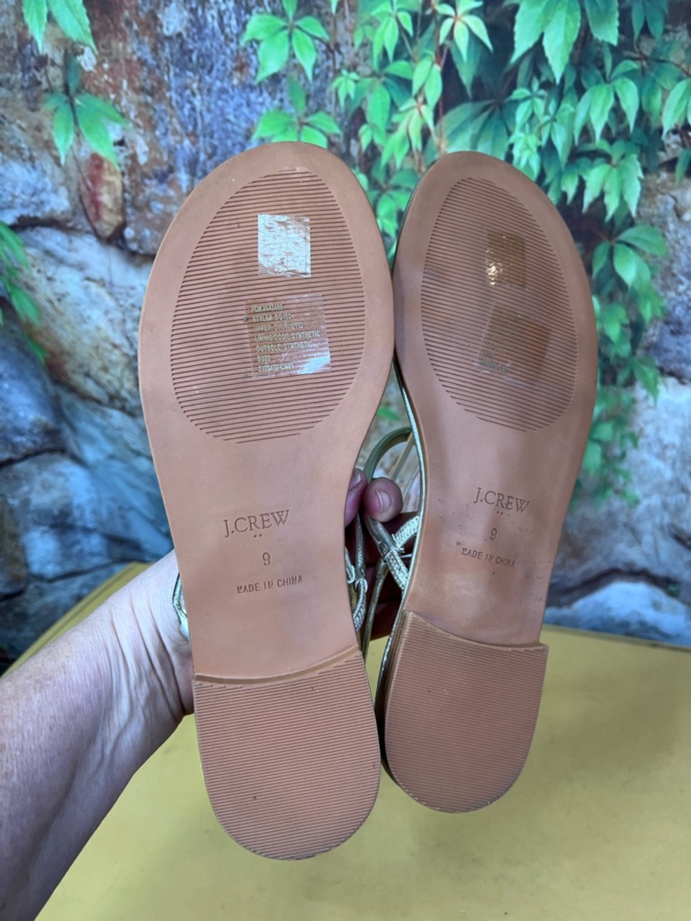 J. CREW Tubular Gold Metallic Strappy Sandals, 9 - Picture 7 of 8